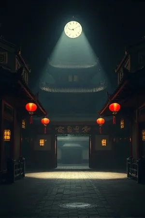 静音模式电影画面，无对白走廊里的监控红灯